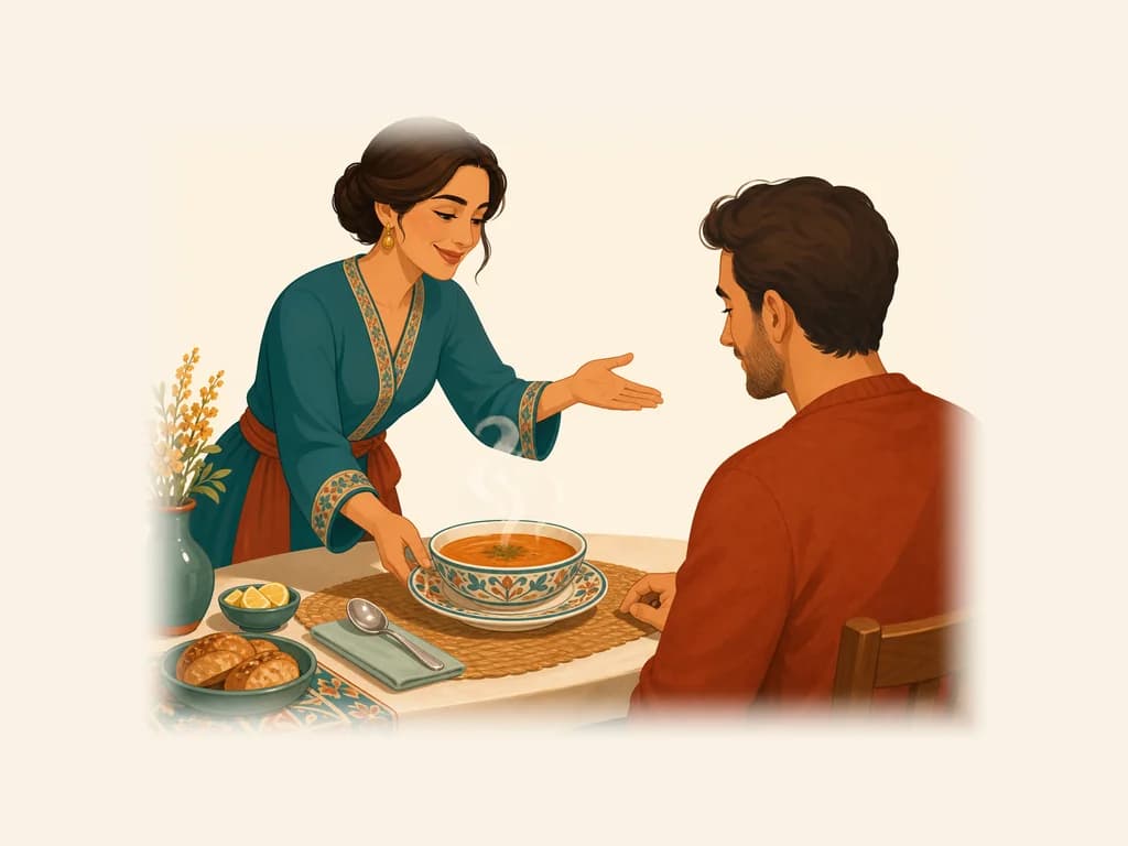 Flashcard illustration for Afiyet olsun (enjoy your meal / bon appétit)
