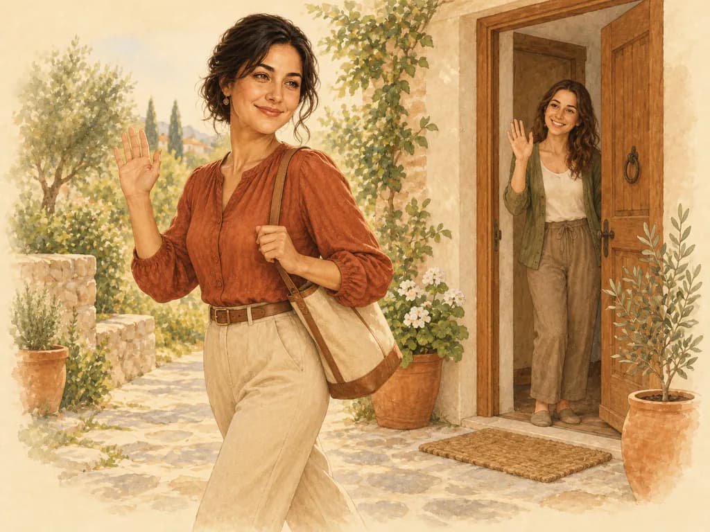 Flashcard illustration for Hoşça kal (Goodbye! (said by the one leaving))