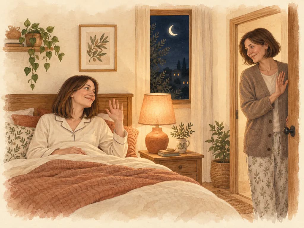 Flashcard illustration for İyi geceler (good night)